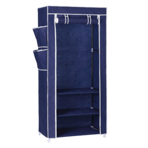 3 shelves and hanging fabric wardrobe