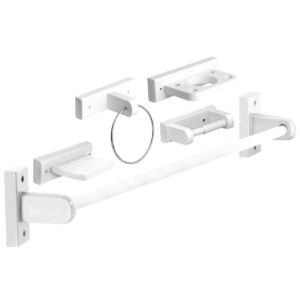 five piece wooden bathroom set