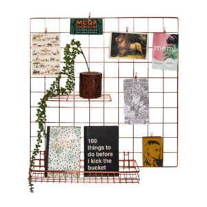 Steel Square Grid Board with Shelf, Basket & Clips